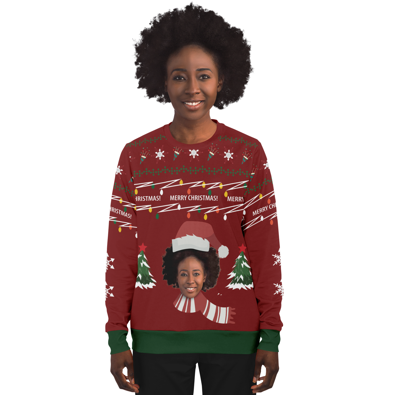 Ugly Christmas Sweater Santa Claus (Red Woman)
